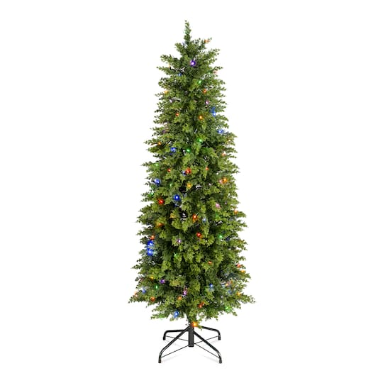 Glitzhome 5ft Pre-Lit Artificial Cypress 7 Foot Pre-Lit Multi-Function Lights Christmas Tree, One Size, Green